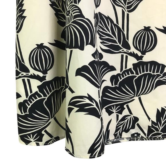 J. McLaughlin A-Line Skirt Womens Sz 8 Cream Black Floral Fully Lined Side Zip - Picture 4 of 6